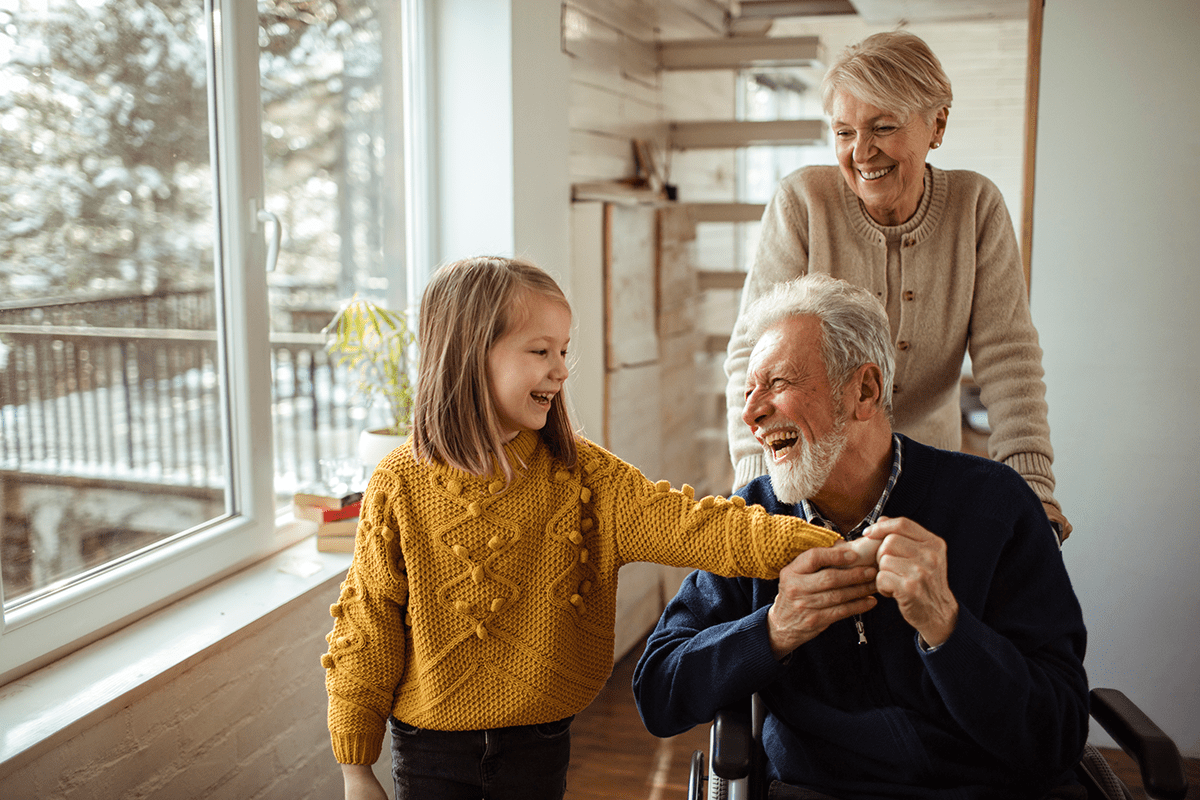Happy grandparents with grandchild
