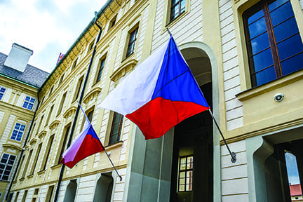 Building with Czech Flags