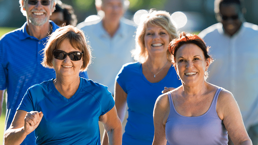 Group of people walking to end hunger