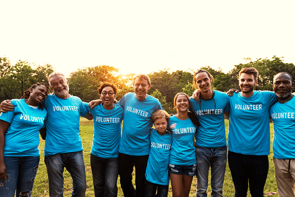 Group of active volunteers